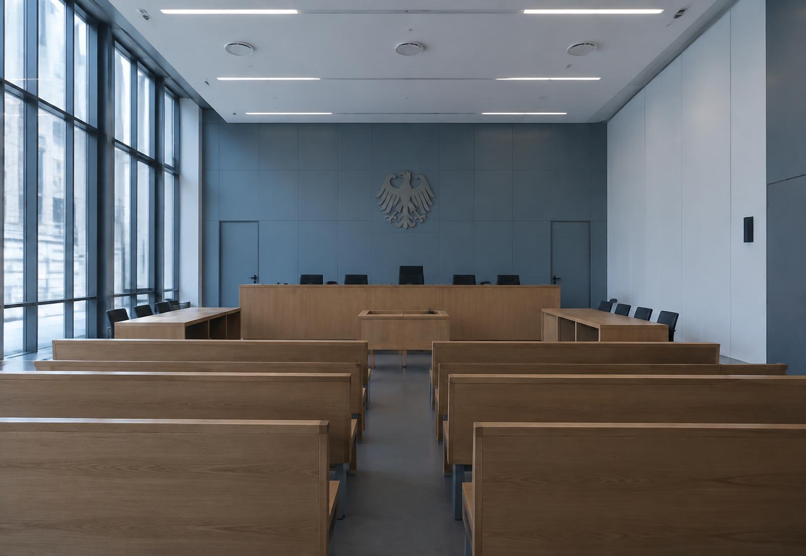 Leerer Verhandlungssaal eines Arbeitsgerichts